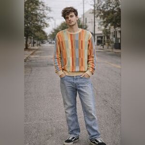 Vintage 90's Norm Thompson 3D Tundra Art To Wear Cosby Style Sweater, Large